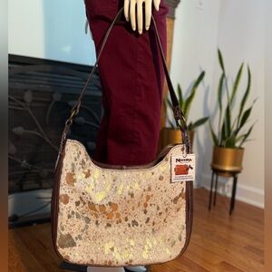 NEW!! Nocona Speckled Animal Print Gold and Brown Shoulder Bag